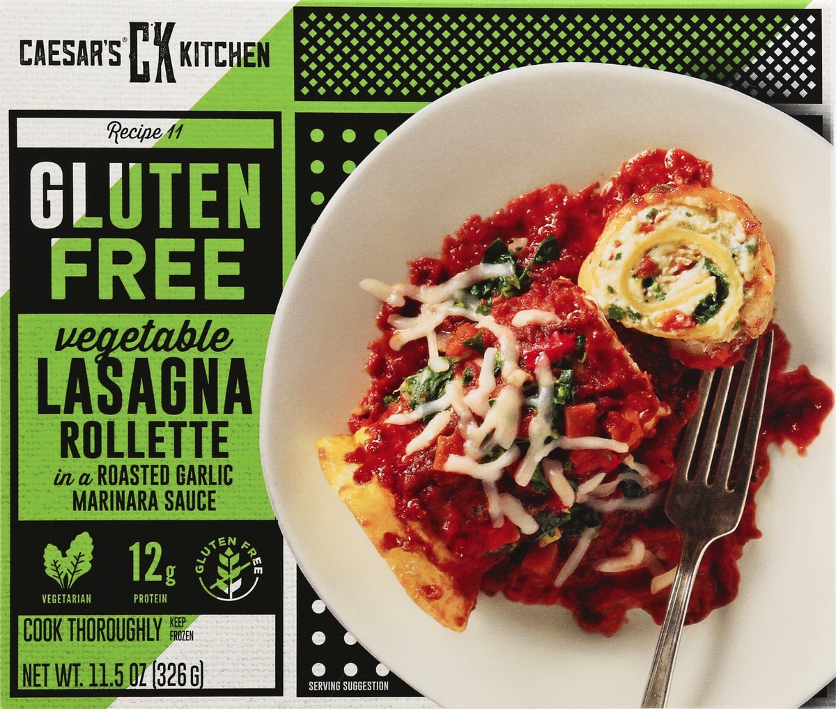 slide 1 of 9, Caesar's Kitchen Gluten Free Vegetable Lasagna Rollette 11.5 oz, 11.5 oz