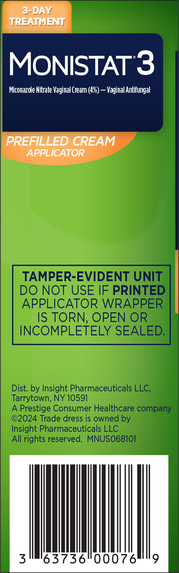 slide 4 of 6, Monistat 3 Day Yeast Infection Treatment for Women, 3 Miconazole Prefilled Cream Applicators, 1 Pack, 1 ct