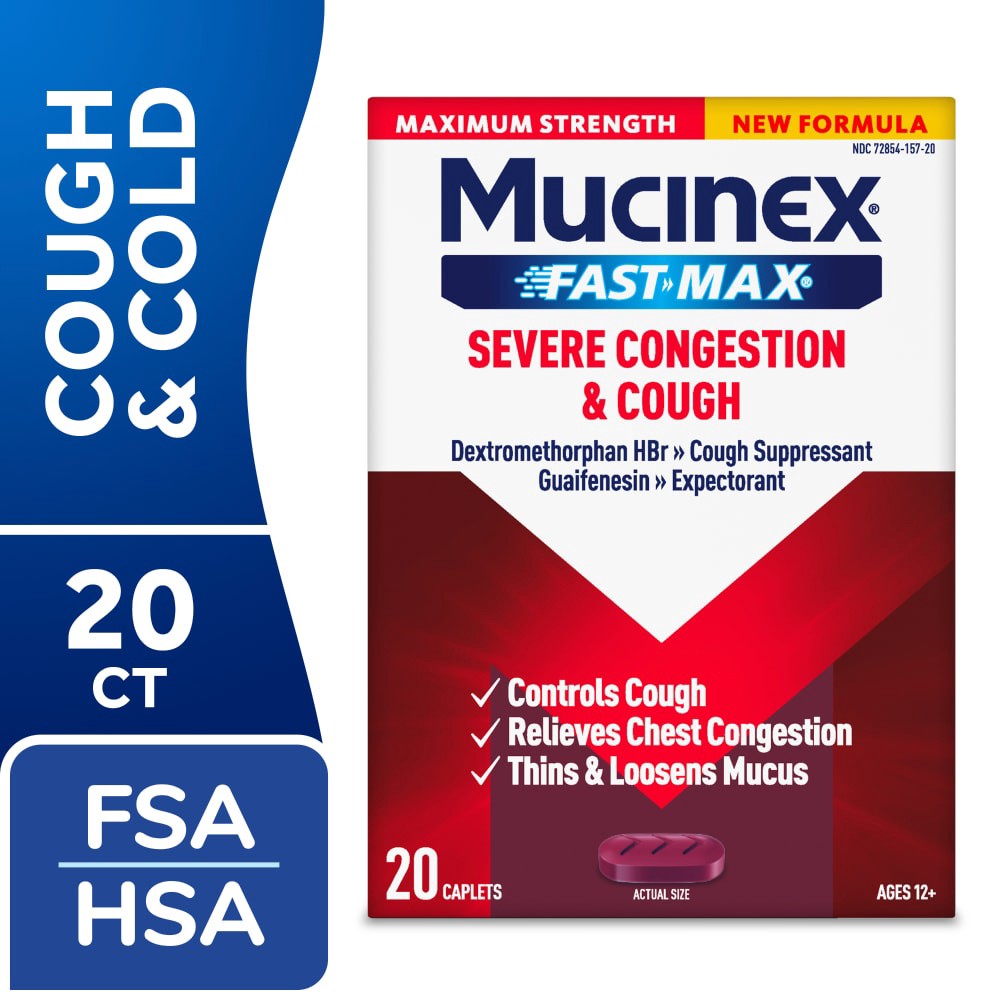 slide 2 of 6, Mucinex Fast Max Maximum Strength Severe Congestion & Cough 20 Caplets, 20 ct