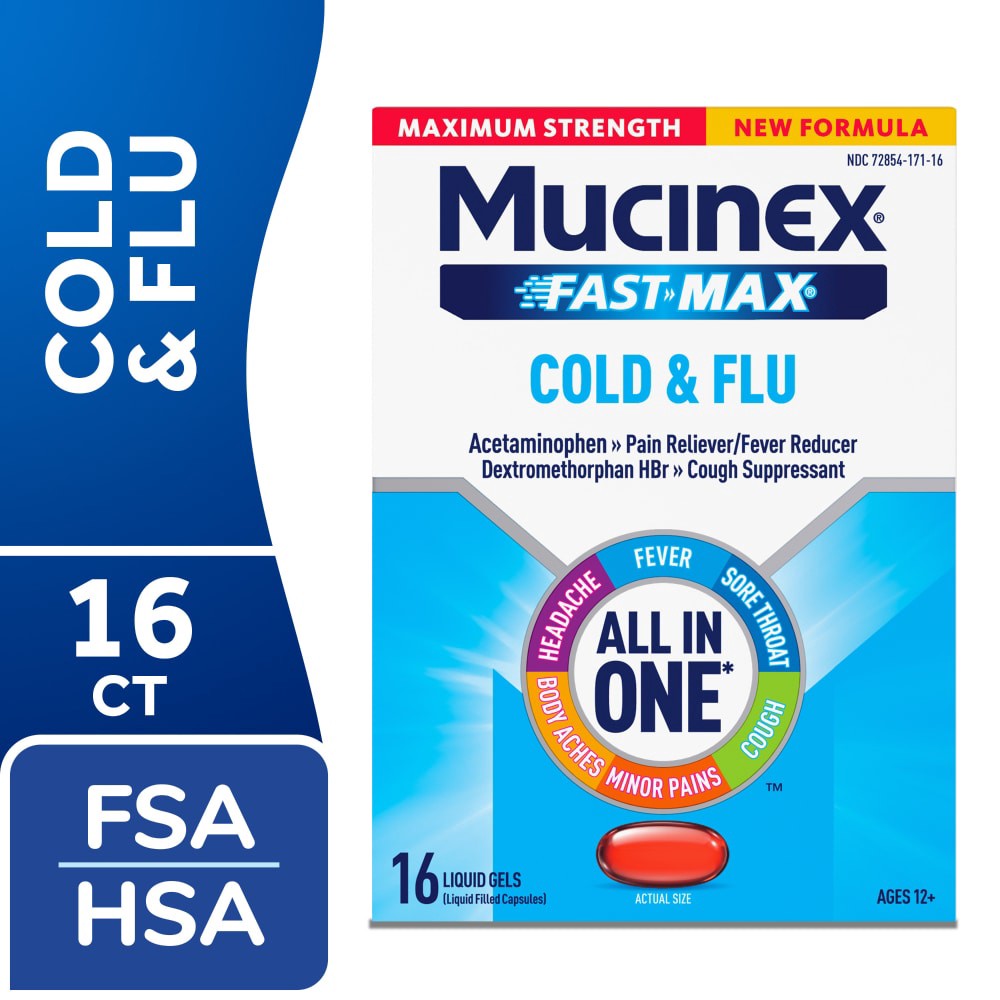 slide 6 of 6, Mucinex Fast Max Maximum Strength Cold & Flu 16 Liquid Gels, 16 ct