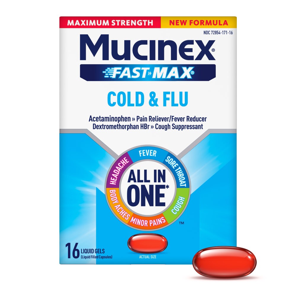 slide 2 of 6, Mucinex Fast Max Maximum Strength Cold & Flu 16 Liquid Gels, 16 ct