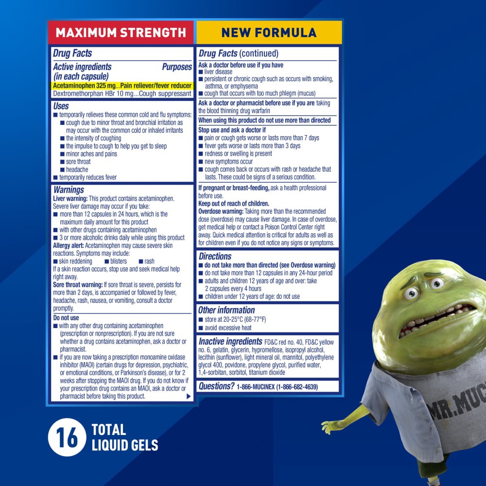 slide 5 of 6, Mucinex Fast Max Maximum Strength Cold & Flu 16 Liquid Gels, 16 ct