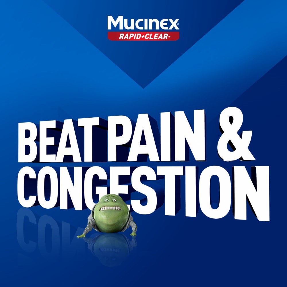 slide 5 of 6, Mucinex® Rapid Clear™ Pain Headache & Mucus Relief Acetaminophen Caplets, 20 ct