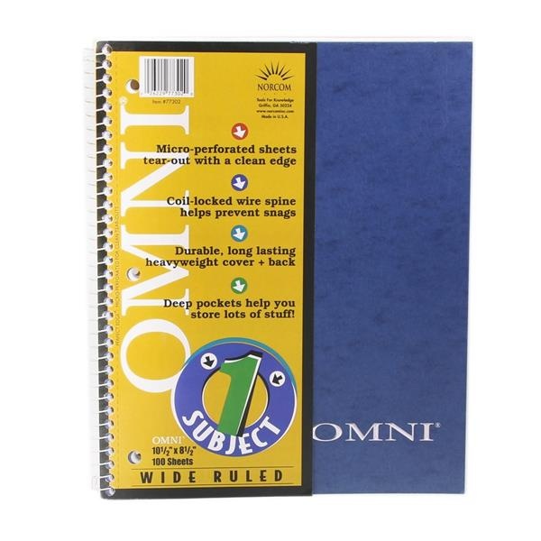 slide 1 of 1, Norcom Omni 1 Subject Wide Ruled Spiral Notebook 100 Sheets, 1 ct