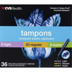 slide 1 of 1, CVS Health Tampons Multi-Pack Unscented, 36 Ct, 1 ct