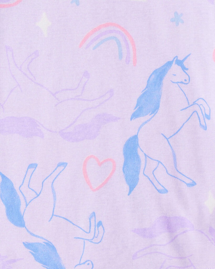 slide 4 of 4, Carter's Girls Unicorn Print 100% Cotton Long-Sleeve 4-Piece Pajamas - Purple Purple 14, 4 pc