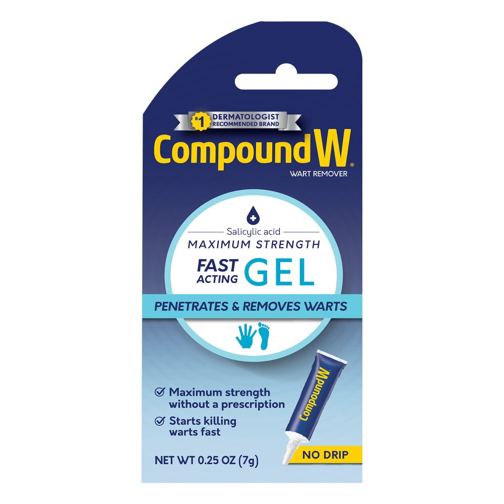 slide 3 of 6, Compound W Maximum Strength Fast Acting Gel Wart Remover, 0.25 oz gel, 0.25 oz