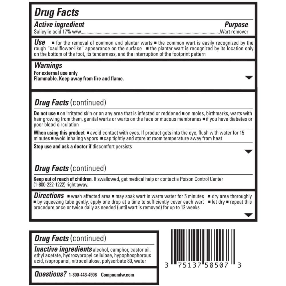 slide 5 of 6, Compound W Maximum Strength Fast Acting Gel Wart Remover, 0.25 oz gel, 0.25 oz