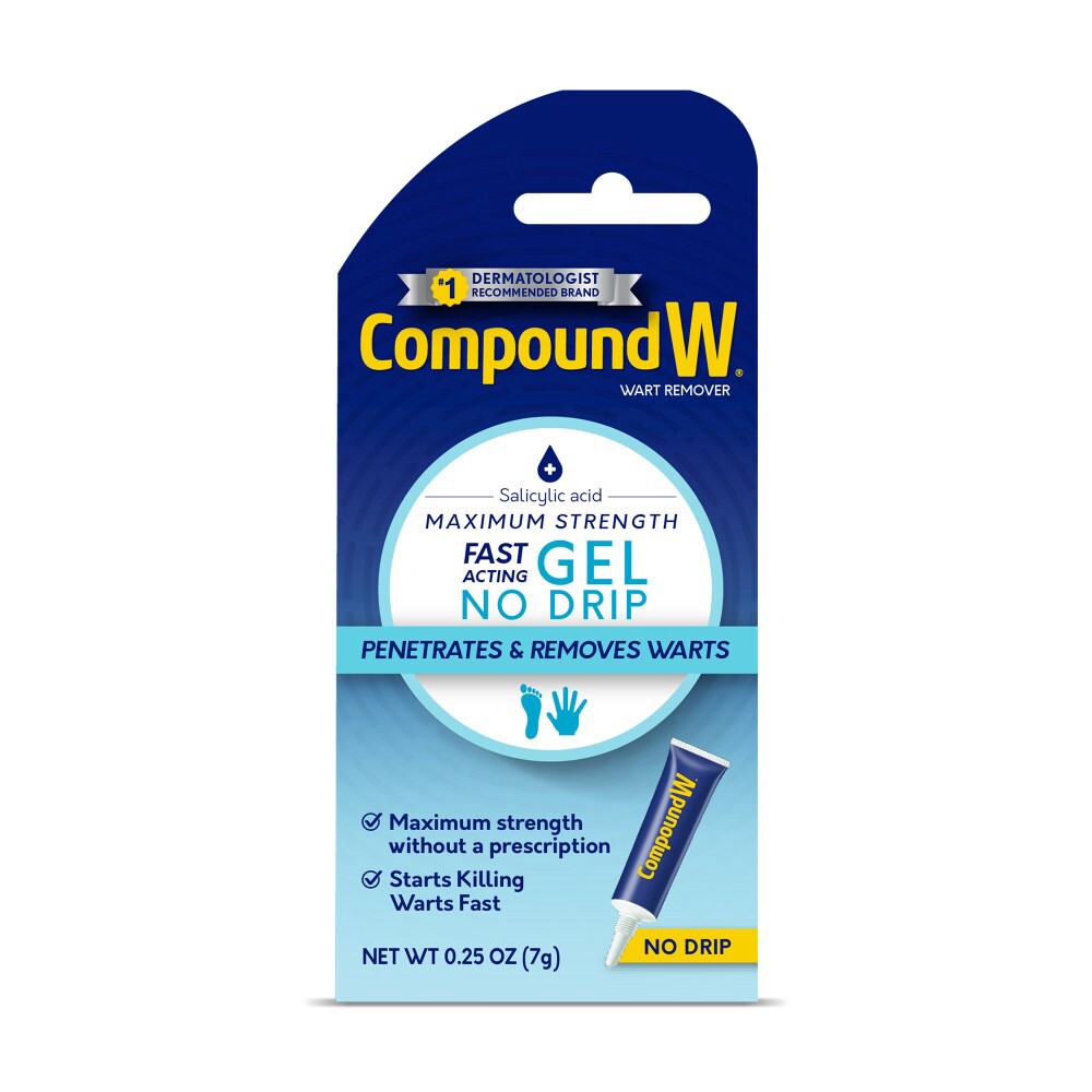 slide 2 of 5, Compound W Maximum Strength Fast Acting Gel Wart Remover, 0.25 oz gel, 0.25 oz