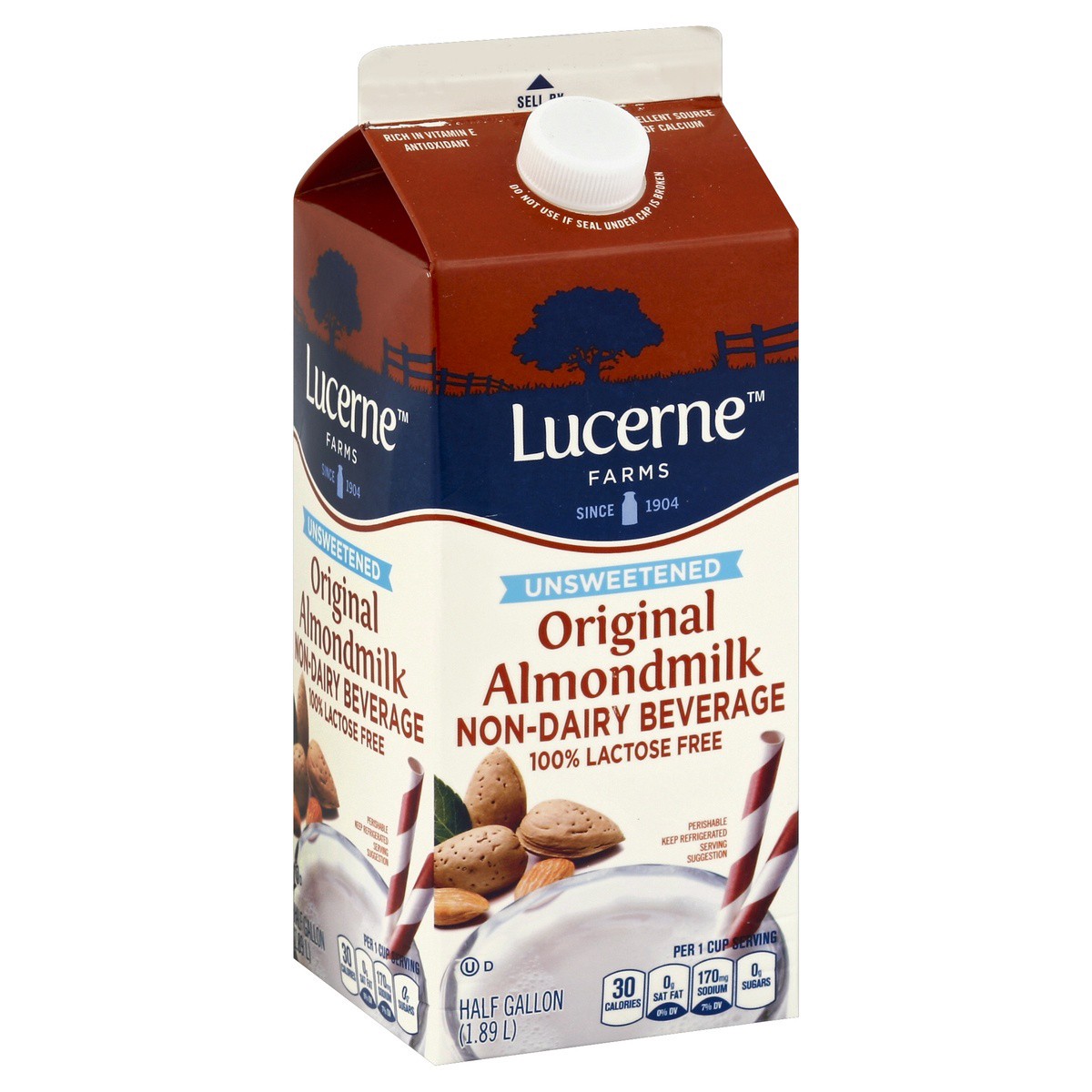 slide 1 of 9, Lucerne Dairy Farms Almondmilk Original Unsweetened, 64 fl oz