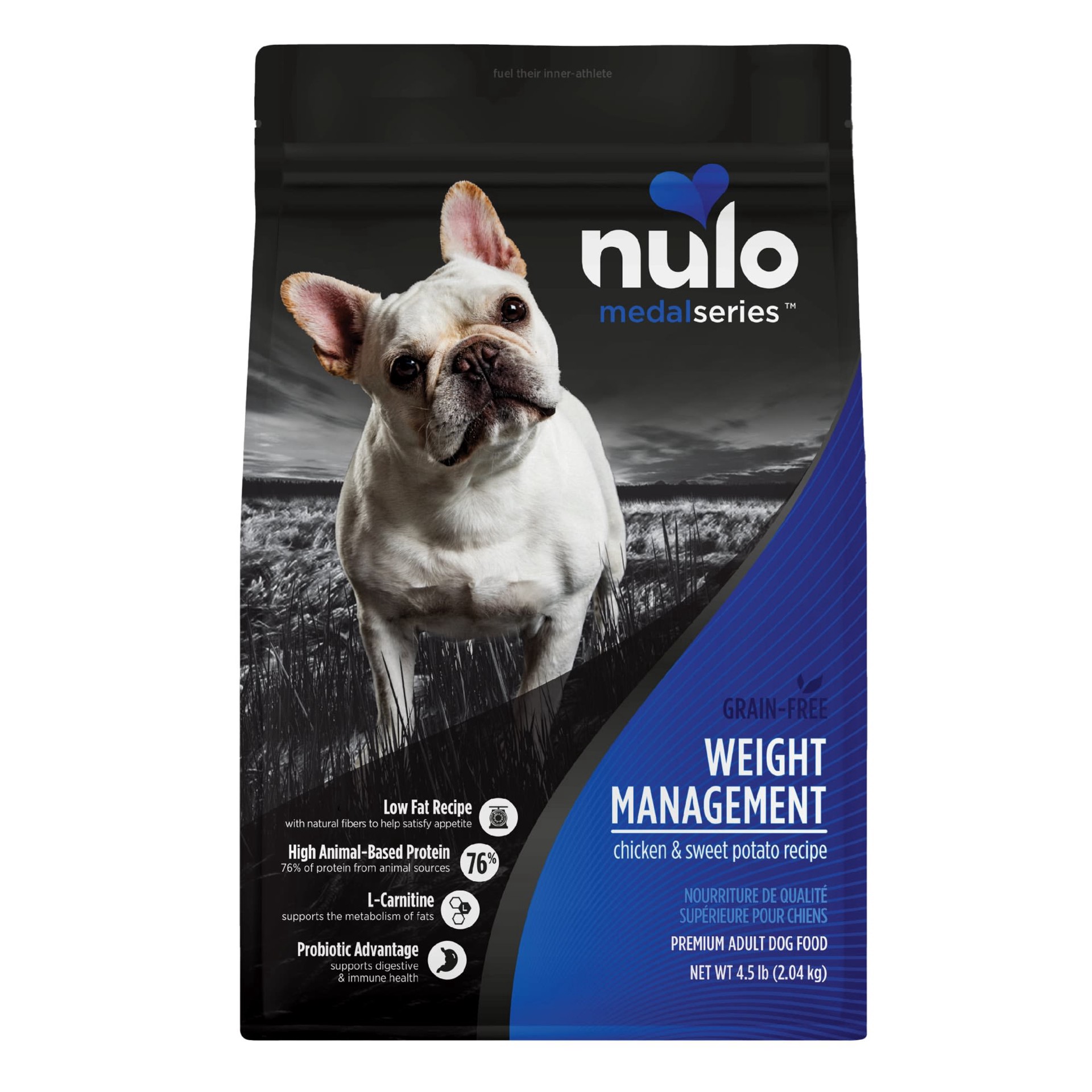slide 1 of 1, Nulo MedalSeries Grain-Free Weight Management Chicken & Sweet Potato Adult Dry Dog Food, 4.5 lb