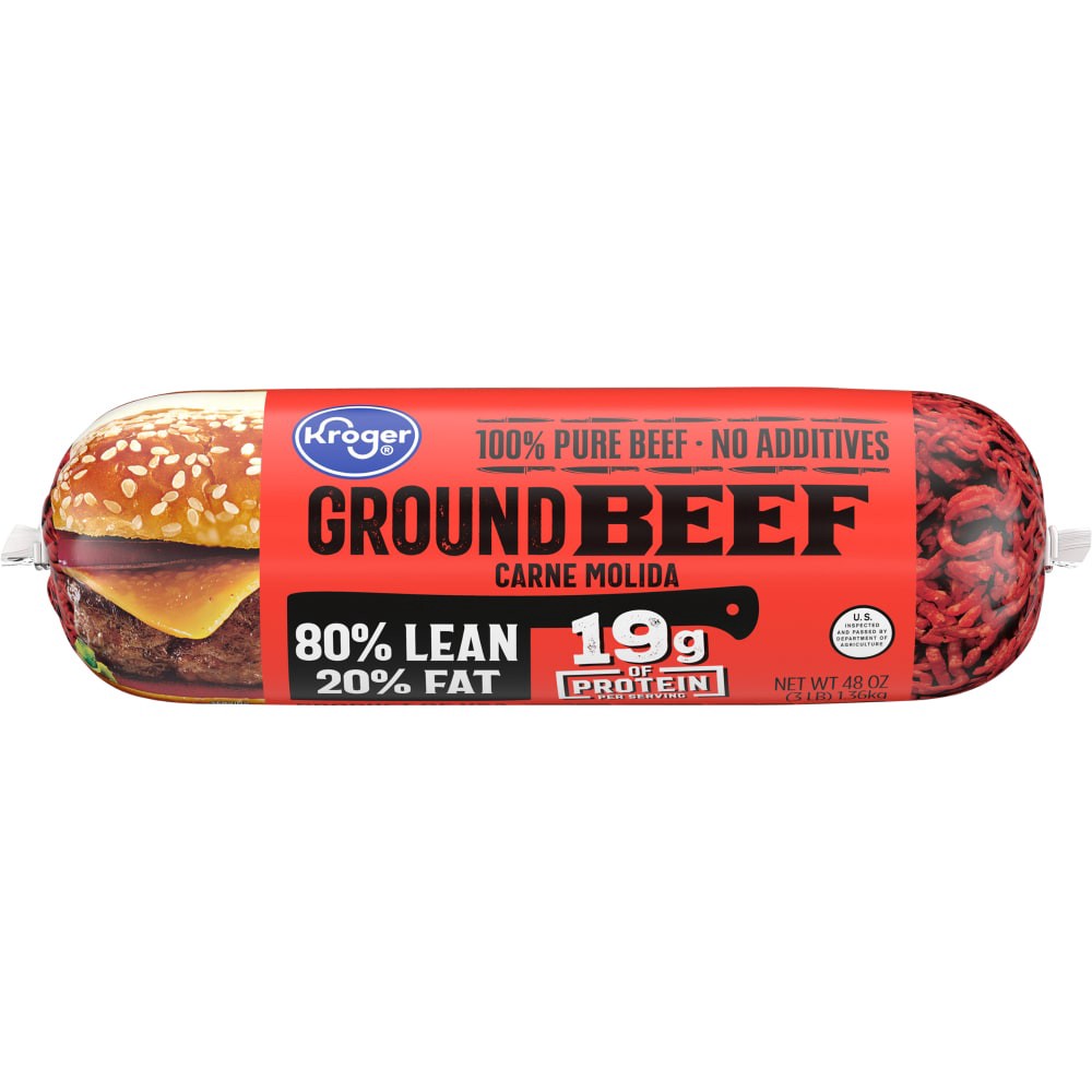 slide 2 of 4, Kroger 80% Lean Ground Beef, 3 lb