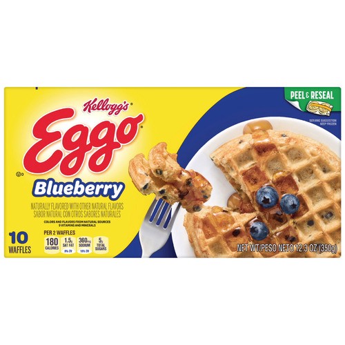 slide 1 of 1, Kellogg's® Eggo® frozen blueberry waffles, 12.3 oz