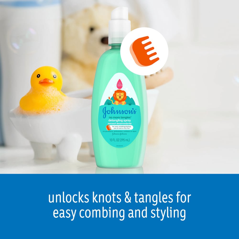 slide 2 of 6, Johnson's No More Tangles Toddler & Kids Hair Detangling Spray to Unlock Knots in Hair - 10 fl oz, 10 fl oz