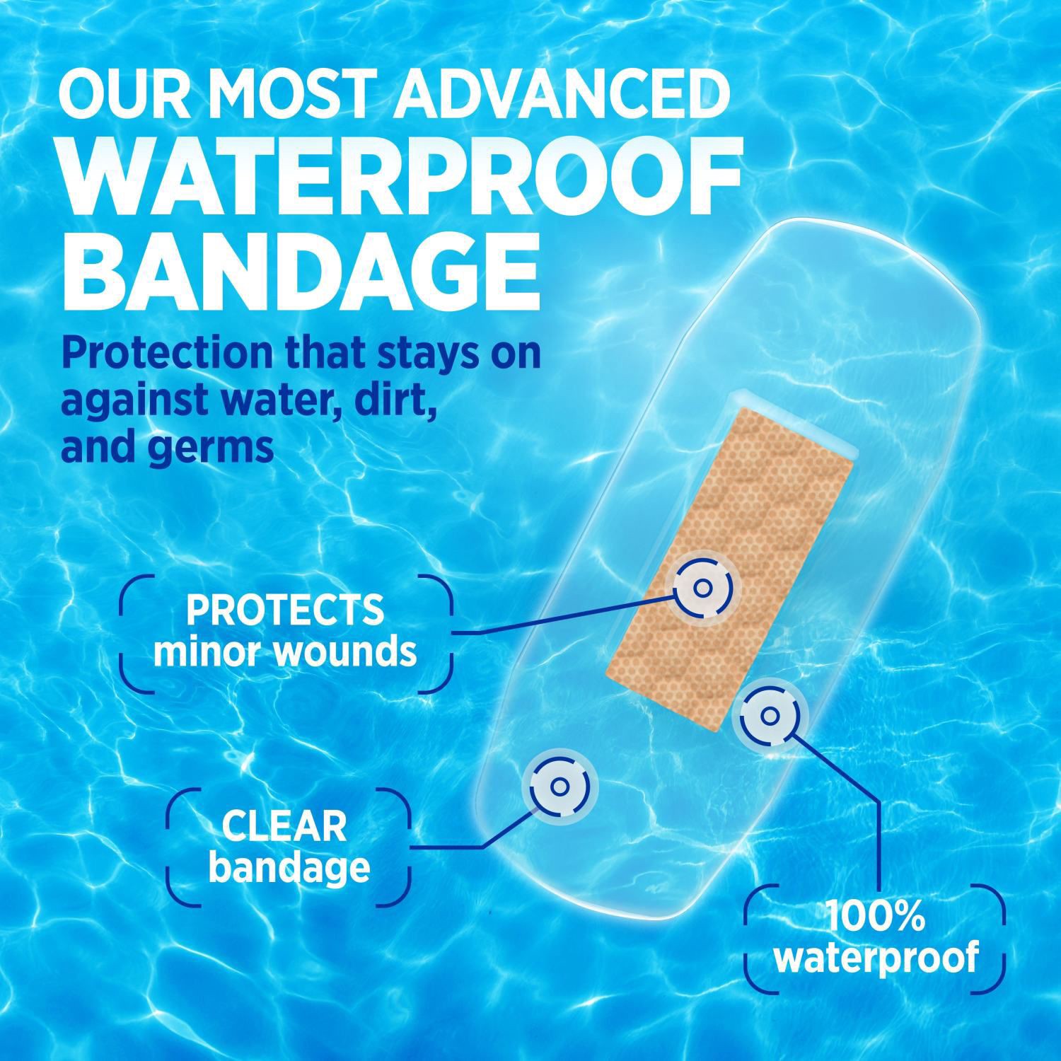 slide 3 of 6, BAND-AID Brand Clear Waterproof Adhesive Bandages, One Size, 20 ct, 20 ct