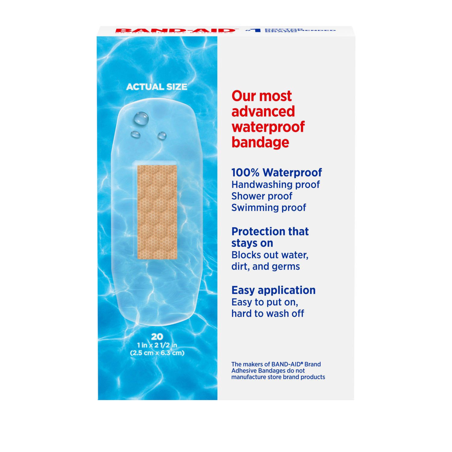 slide 4 of 6, BAND-AID Brand Clear Waterproof Adhesive Bandages, One Size, 20 ct, 20 ct