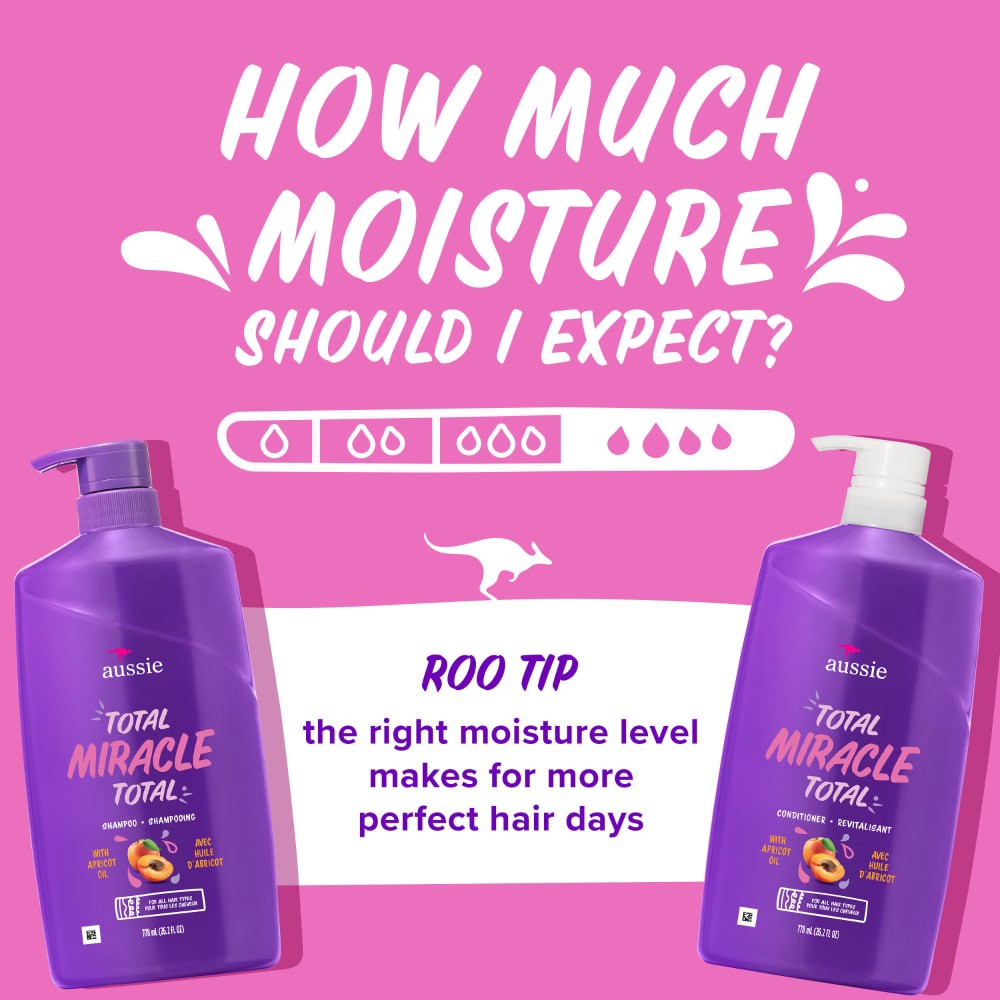 slide 5 of 6, Aussie Total Miracle with Apricot & Macadamia Oil, Paraben Free Shampoo and Conditioner Twin Pack, 1 ct