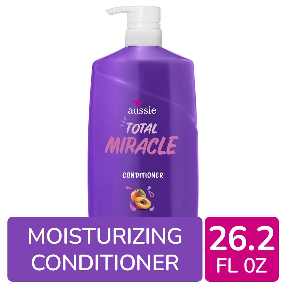 slide 2 of 6, Aussie Total Miracle 7 Benefits Hair Conditioner for Damaged Hair, for All Hair Types, Paraben-Free, 26.2 fl oz 778 ml, 26.2 fl oz