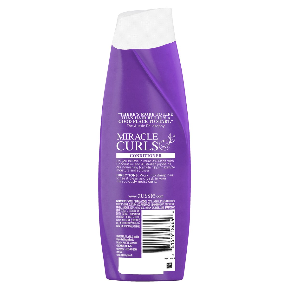 slide 2 of 4, Aussie Miracle Curls Conditioner with Coconut Oil, Paraben Free, 12.1 fl oz, 12.1 fl oz