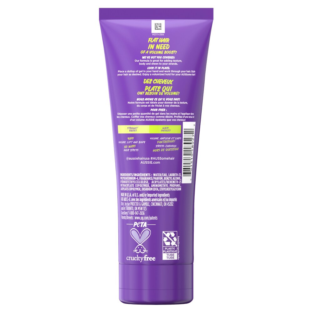 slide 2 of 2, Aussie Instant Volume Style Defining Hair Gel, Hair Styling Gel for Straight Hair and Wavy Hair, 7 oz