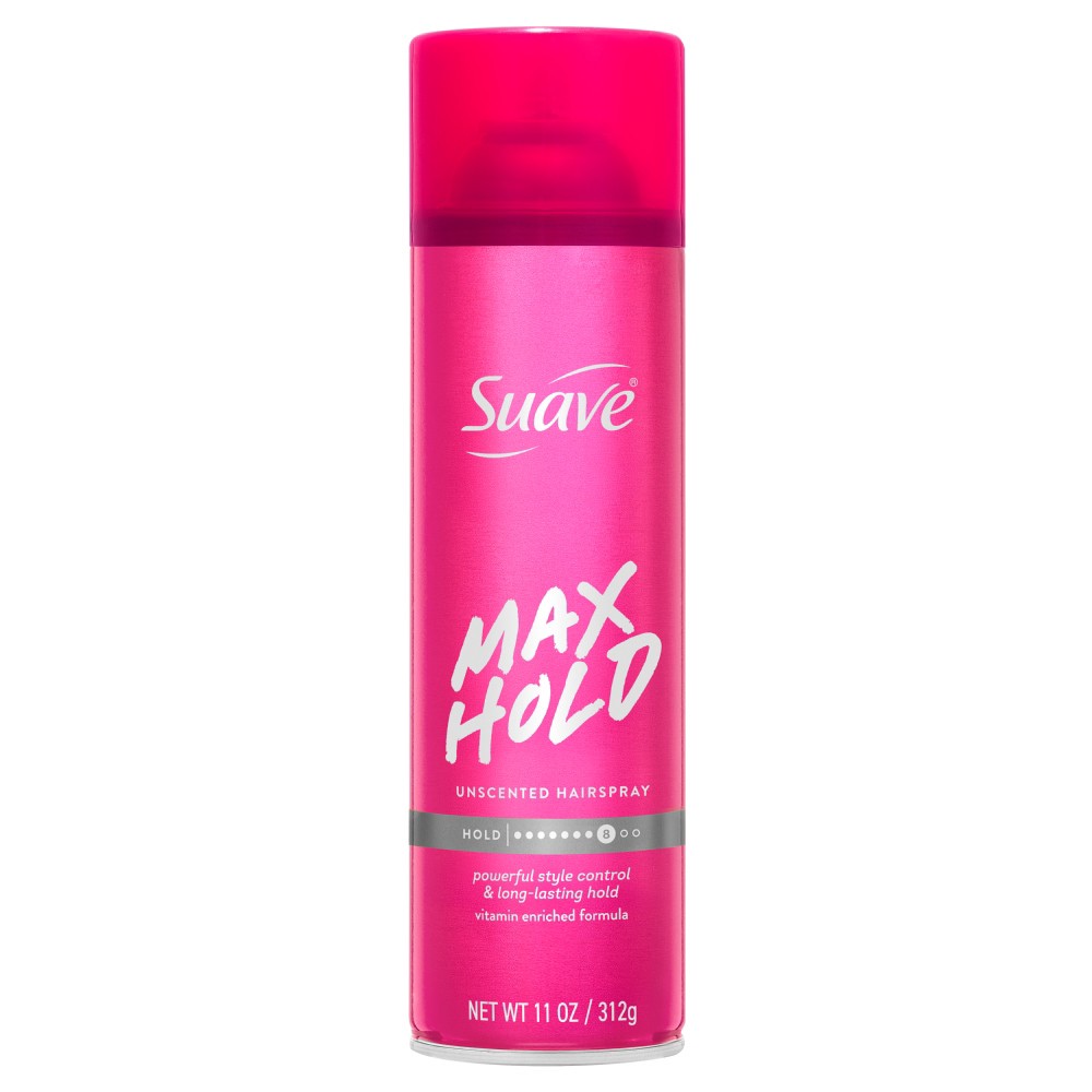 slide 1 of 1, Suave Max Hold Aerosol Unscented Hairspray For Women, Strong Hold, All Hair Types, 11 OZ, 11 oz