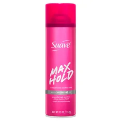 Suave Max Hold Aerosol Unscented Hairspray For Women, Strong, Long Lasting Hold For All Hair Types, Not Sticky or Stiff, 11 OZ