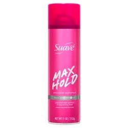 Suave Max Hold Aerosol Unscented Hairspray For Women, Strong, Long Lasting Hold For All Hair Types, Not Sticky or Stiff, 11 OZ