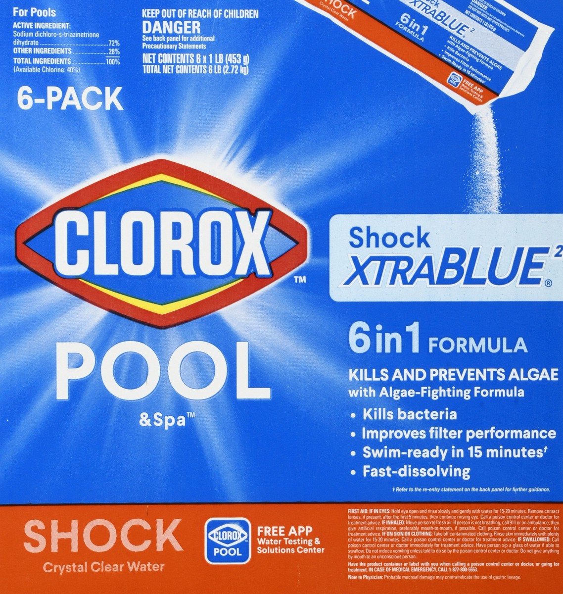 slide 1 of 9, Clorox 6pk Shock XtraBlue - 6lb, 6 lb