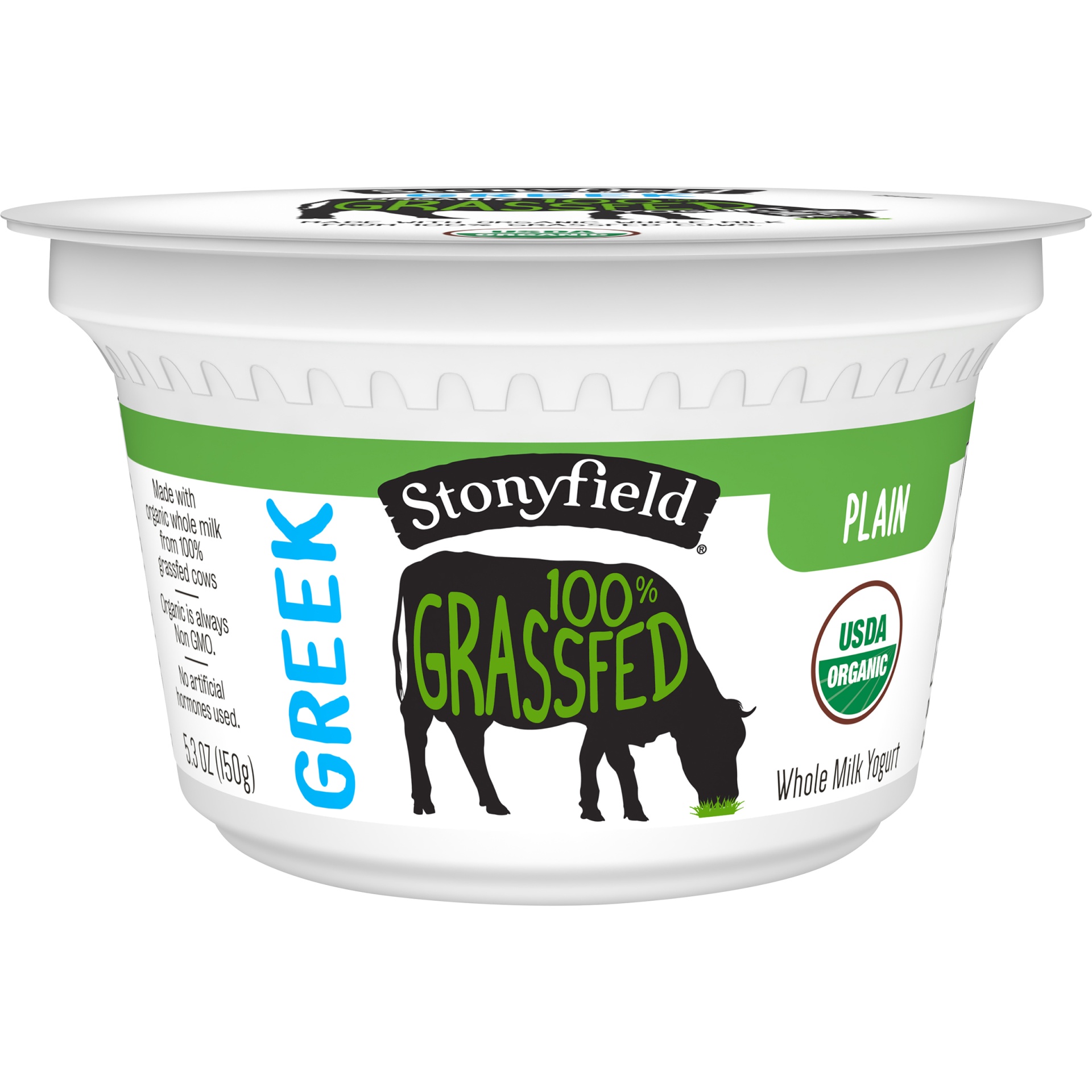 slide 1 of 2, Stonyfield Plain 100% Grassfed Greek Whole Milk Yogurt, 5.3 oz