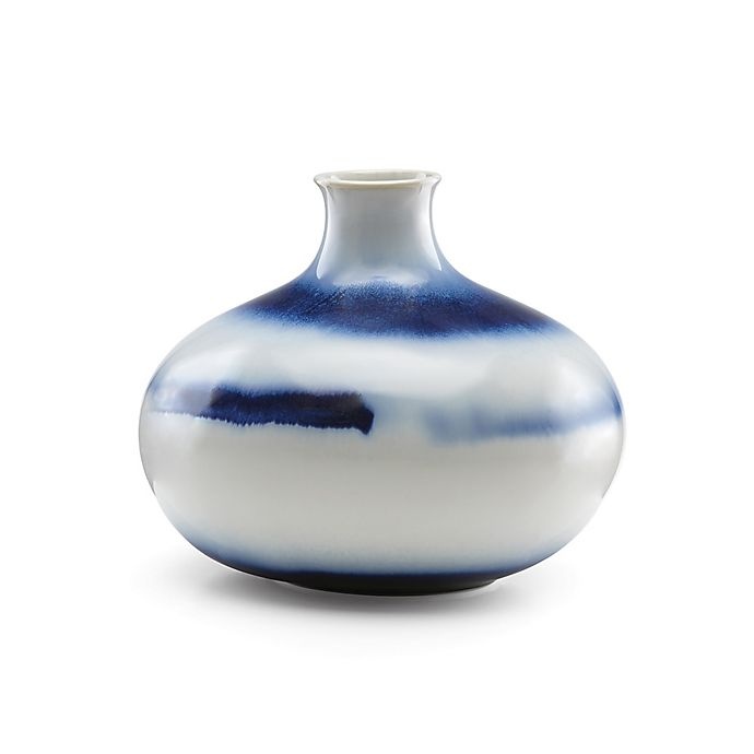 slide 1 of 1, Lenox Painted Indigo Drip Glaze Low Vase, 6 in