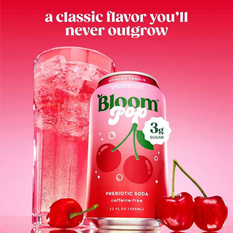 slide 3 of 8, Bloom Pop Caffeine-Free Prebiotic Shirley Temple Soda 12 fl oz, 12 fl oz