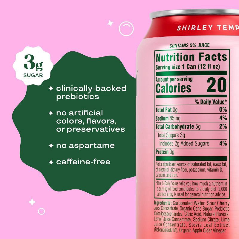 slide 7 of 8, Bloom Pop Caffeine-Free Prebiotic Shirley Temple Soda 12 fl oz, 12 fl oz