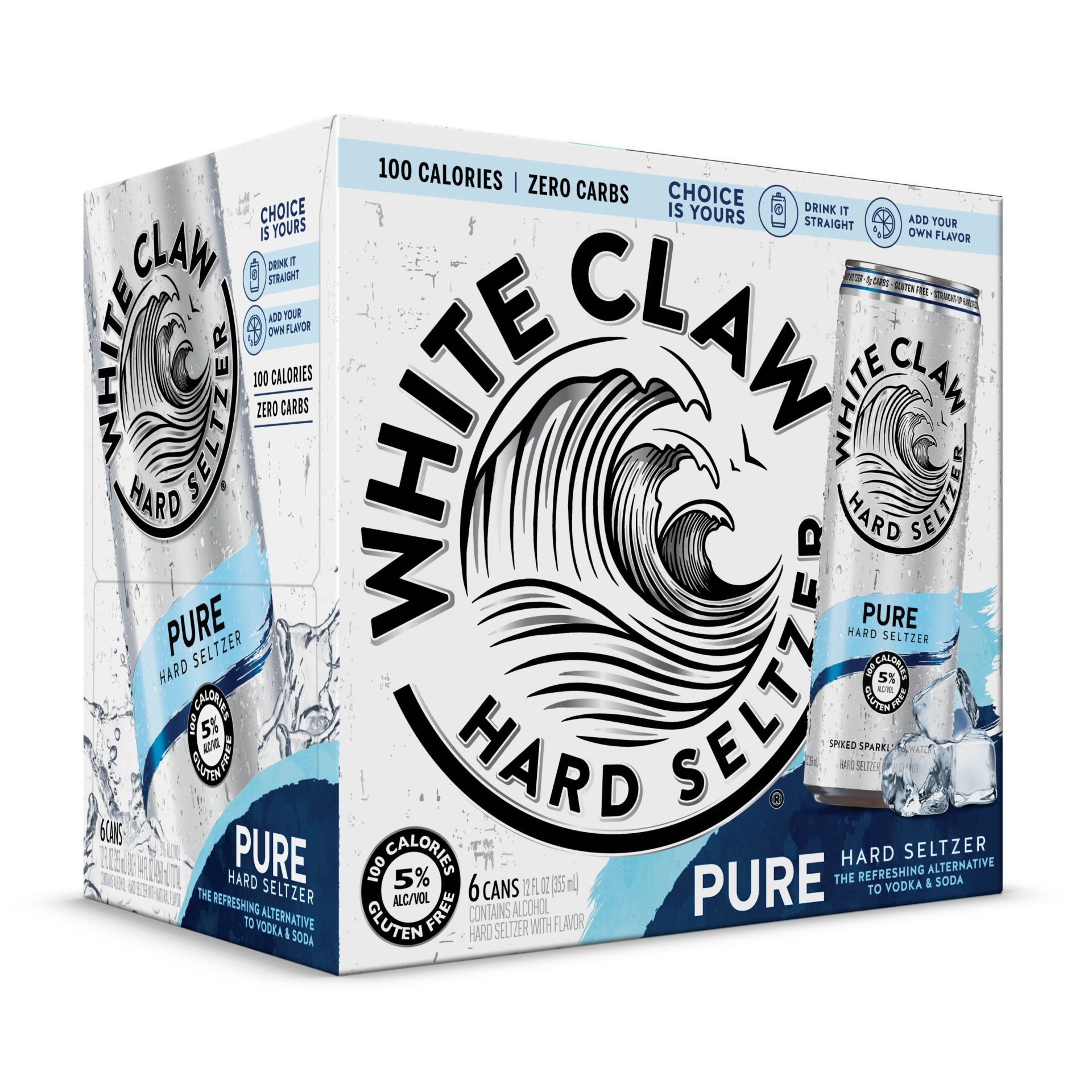 slide 1 of 1, White Claw Pure Hard Seltzer, 6 ct; 12 fl oz