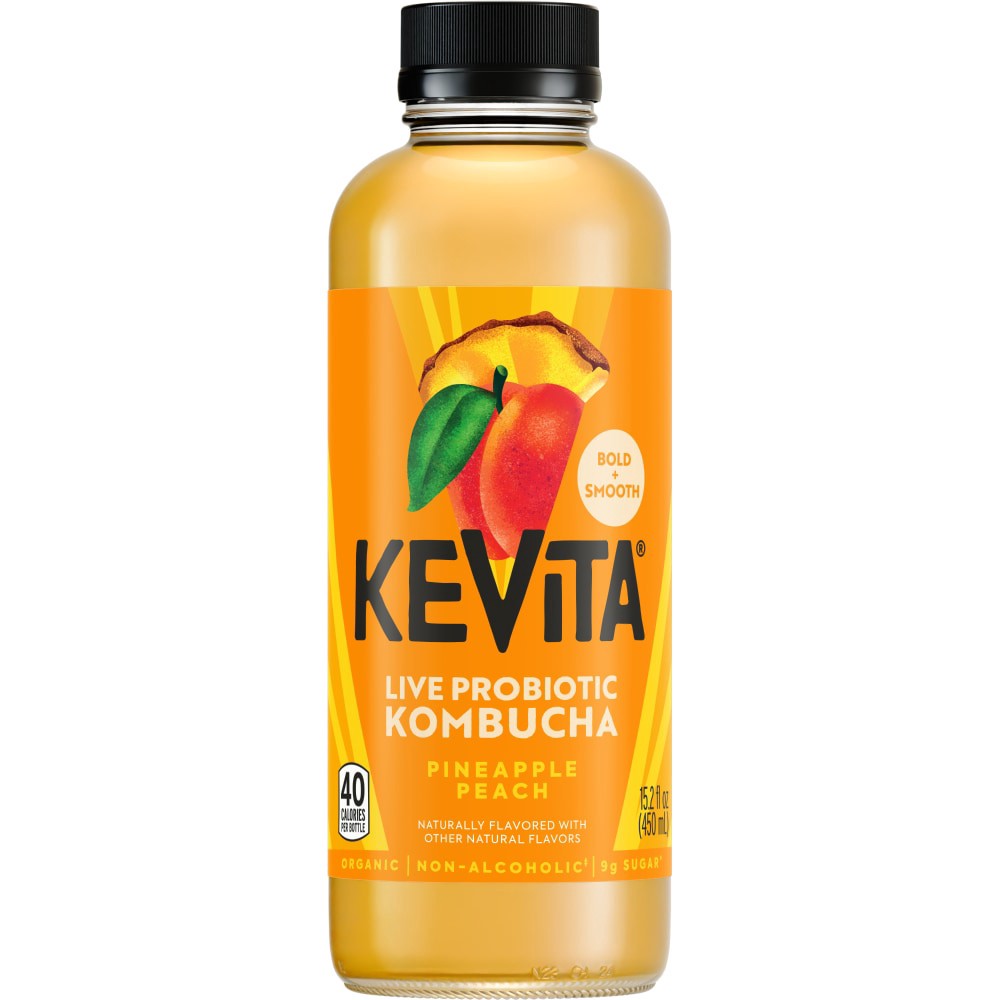 slide 1 of 3, KeVita Master Brew Organic Pineapple Peach Kombucha, 15.2 fl oz