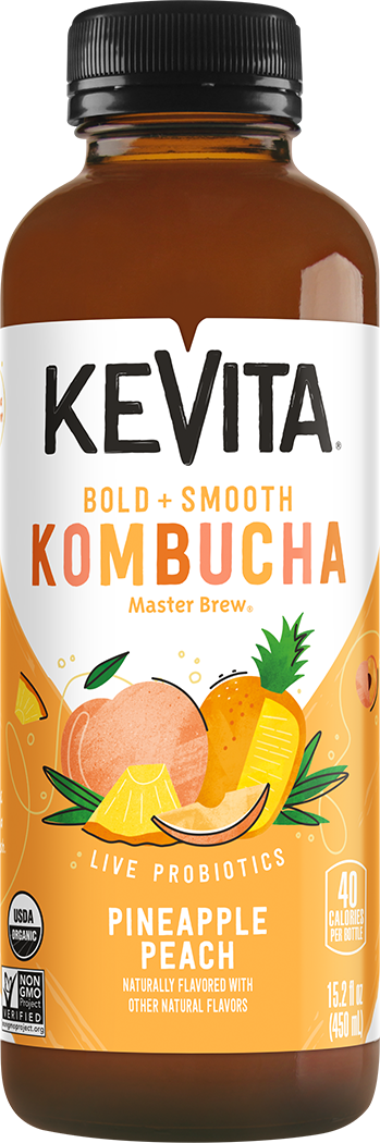slide 1 of 3, KeVita Master Brew Organic Pineapple Peach Kombucha, 15.2 fl oz