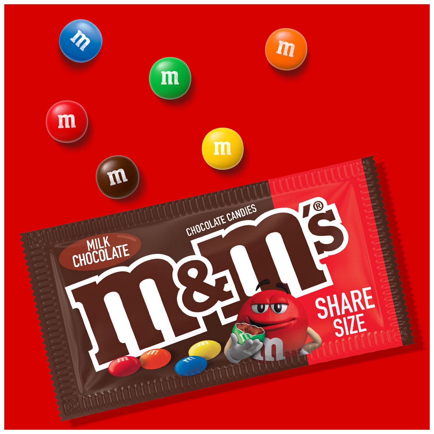 slide 4 of 8, M&M's Milk Chocolate Candy, Share Size, 3.14 Oz Bag, 1 ct