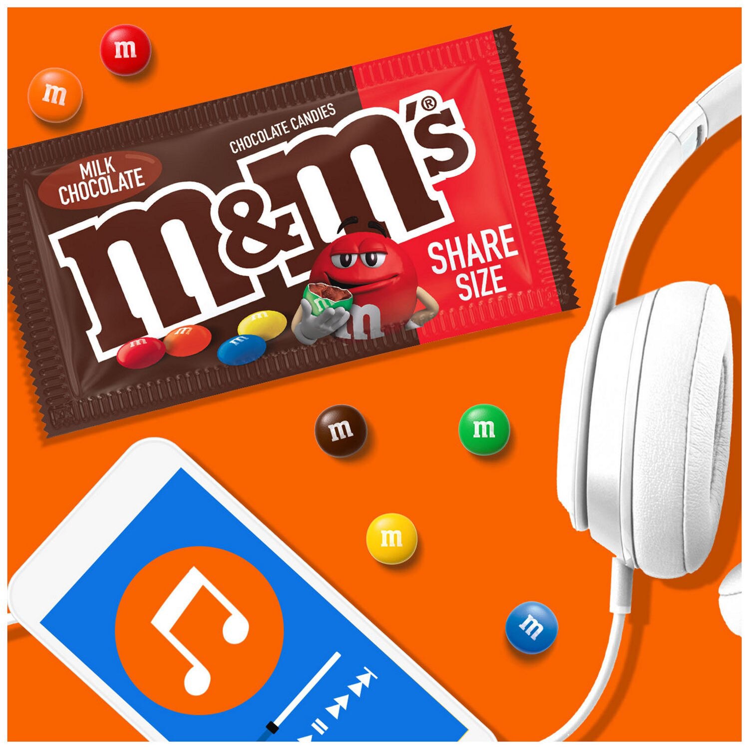 slide 3 of 8, M&M's Milk Chocolate Candy, Share Size, 3.14 Oz Bag, 1 ct