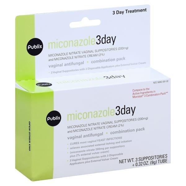 slide 1 of 1, Publix Miconazole 3 Day Vaginal Antifungal Combination Pack, 0.32 oz