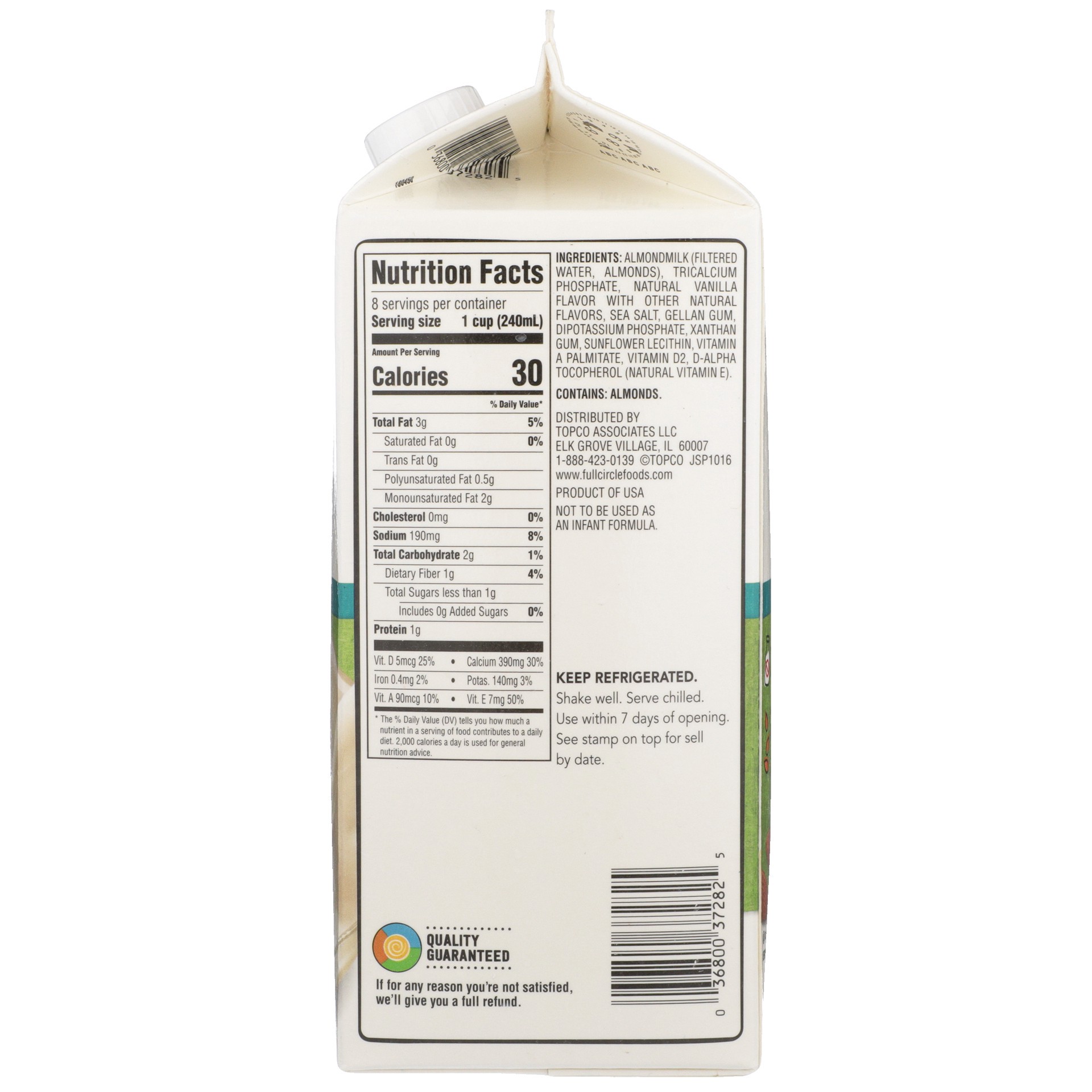 slide 6 of 6, Full Circle Market Unsweetened Non-Dairy Vanilla Almond Beverage 64 fl oz, 64 fl oz