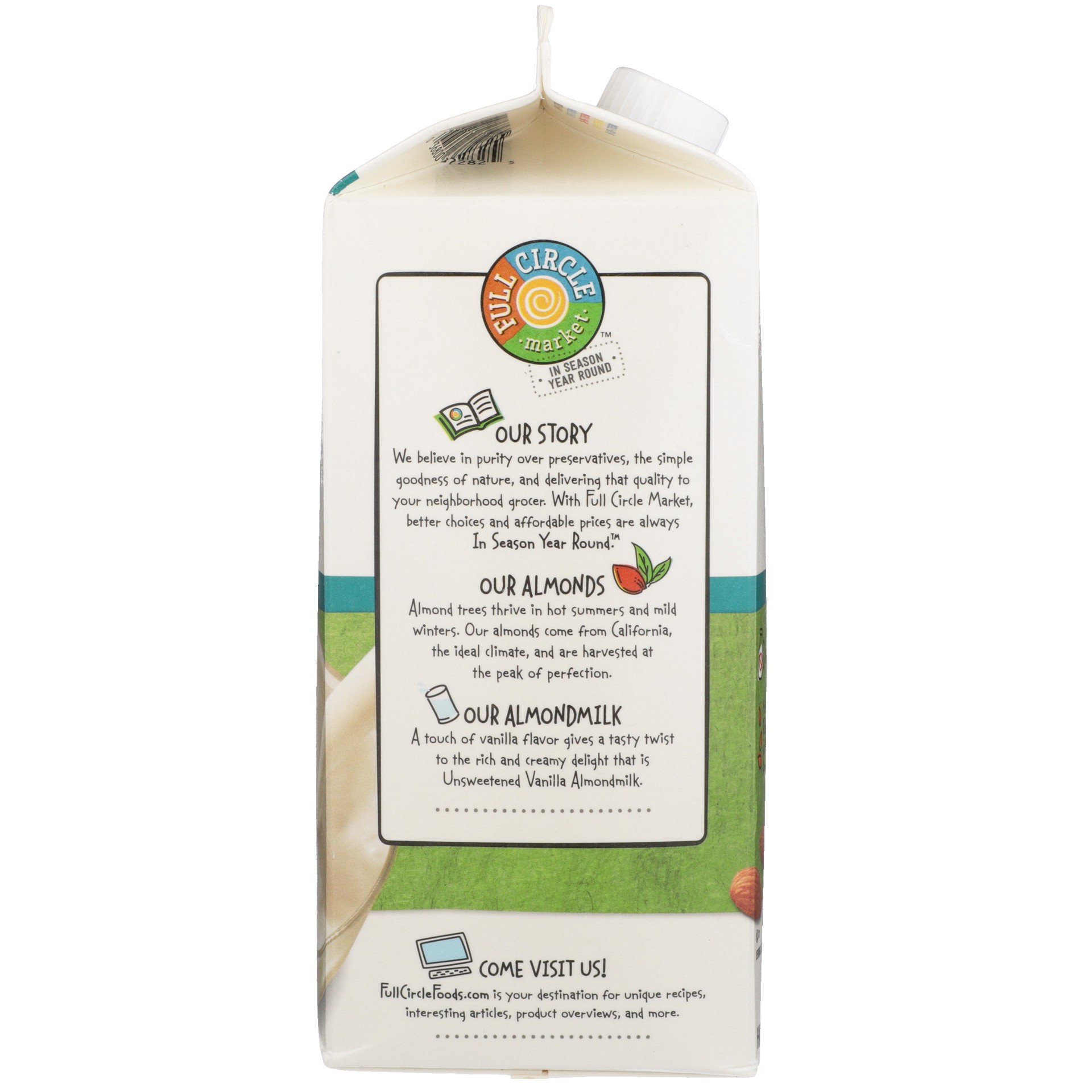 slide 2 of 6, Full Circle Market Unsweetened Non-Dairy Vanilla Almond Beverage 64 fl oz, 64 fl oz