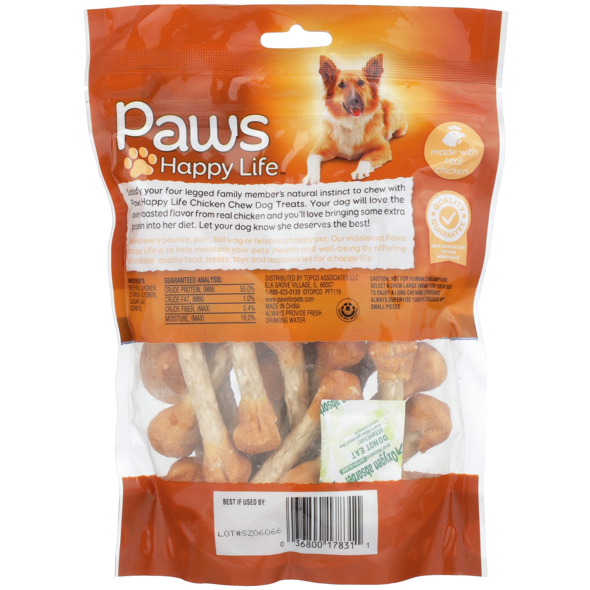 slide 5 of 6, Paws Happy Life Chicken Chew Nugget Dumbbells Dog Treats, 8 oz