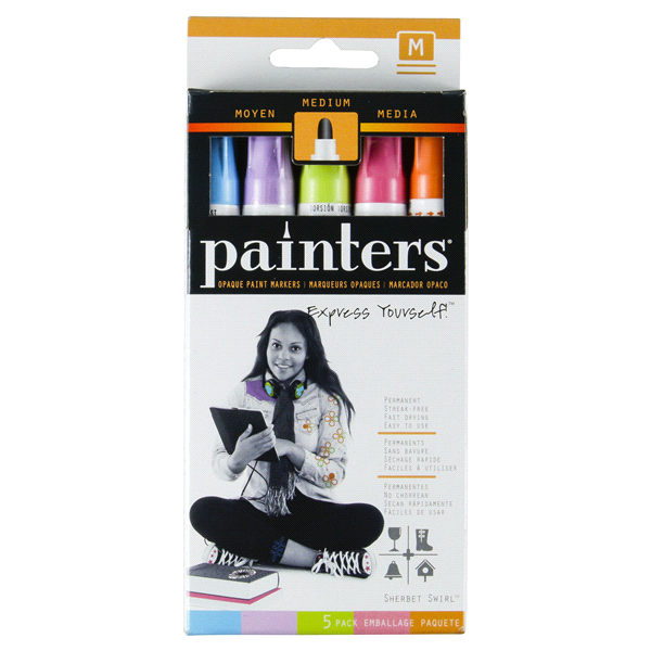 slide 1 of 2, Elmer's Painters Opaque Paint Markers, Medium Point, Sherbert Swirl Colors, 5 ct