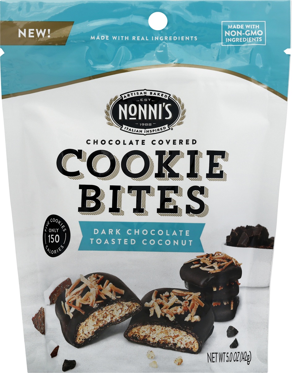 slide 9 of 10, Nonni's Dark Chocolate Toasted Coconut Cookie Bites, 5 oz