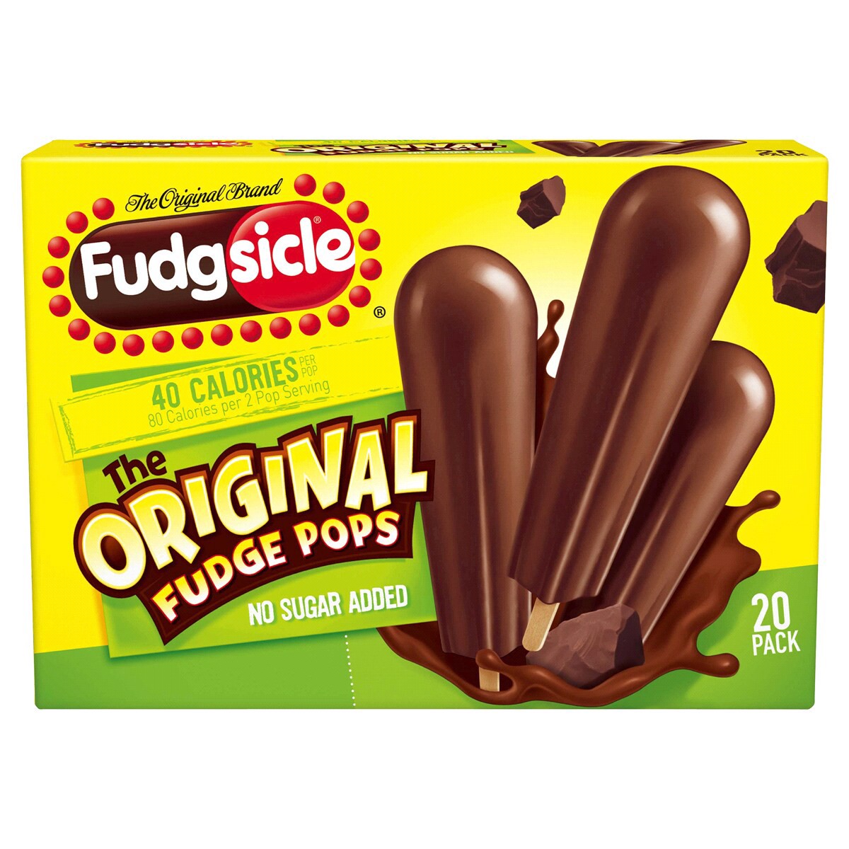 slide 3 of 3, Fudgsicle Popsicle Fudgsicle Original Fudge Pops No Sugar Added 29.7 Oz, 18 ct