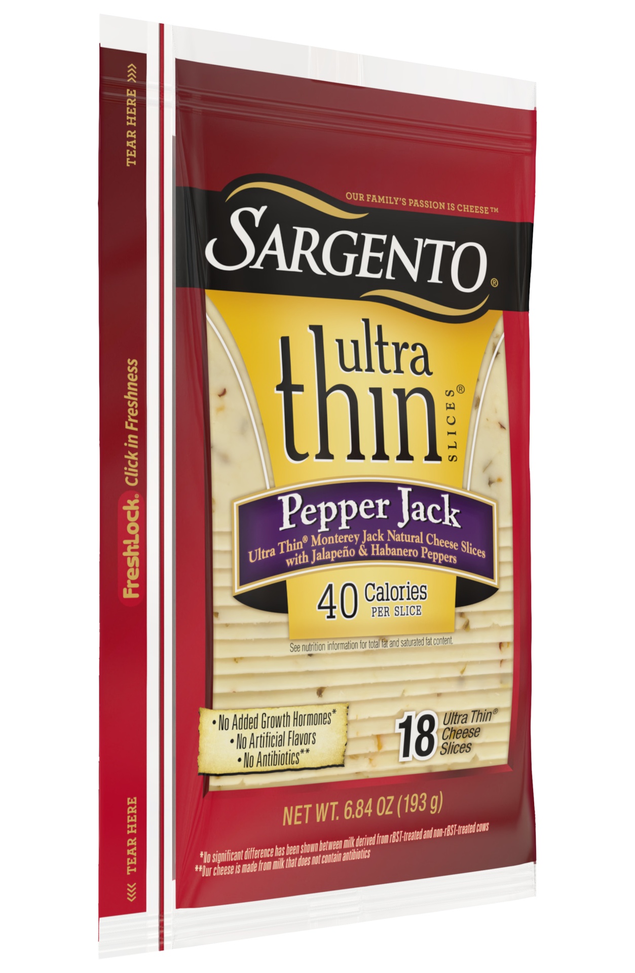 slide 3 of 7, Sargento Pepper Jack Natural Cheese Ultra Thin Slices, 6.84 oz., 18 slices, 6.84 oz