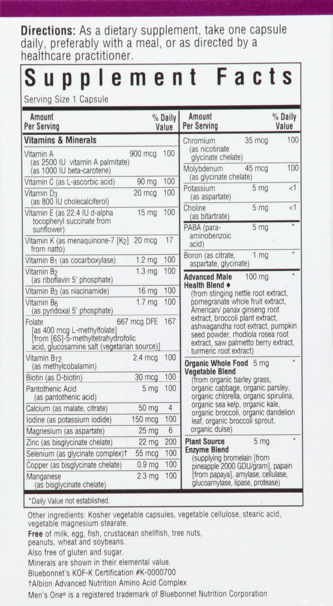 slide 4 of 9, Bluebonnet Nutrition Capsules Men's One 30 ea, 30 ct