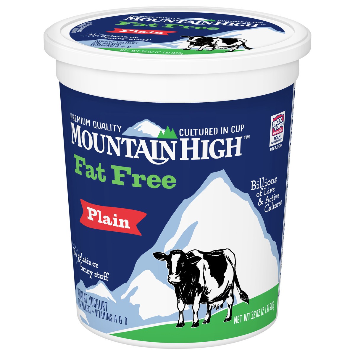 slide 3 of 9, Mountain High, Fat Free Yogurt, Plain, Gluten Free Snacks, 32 OZ Yogurt Container, 32 oz