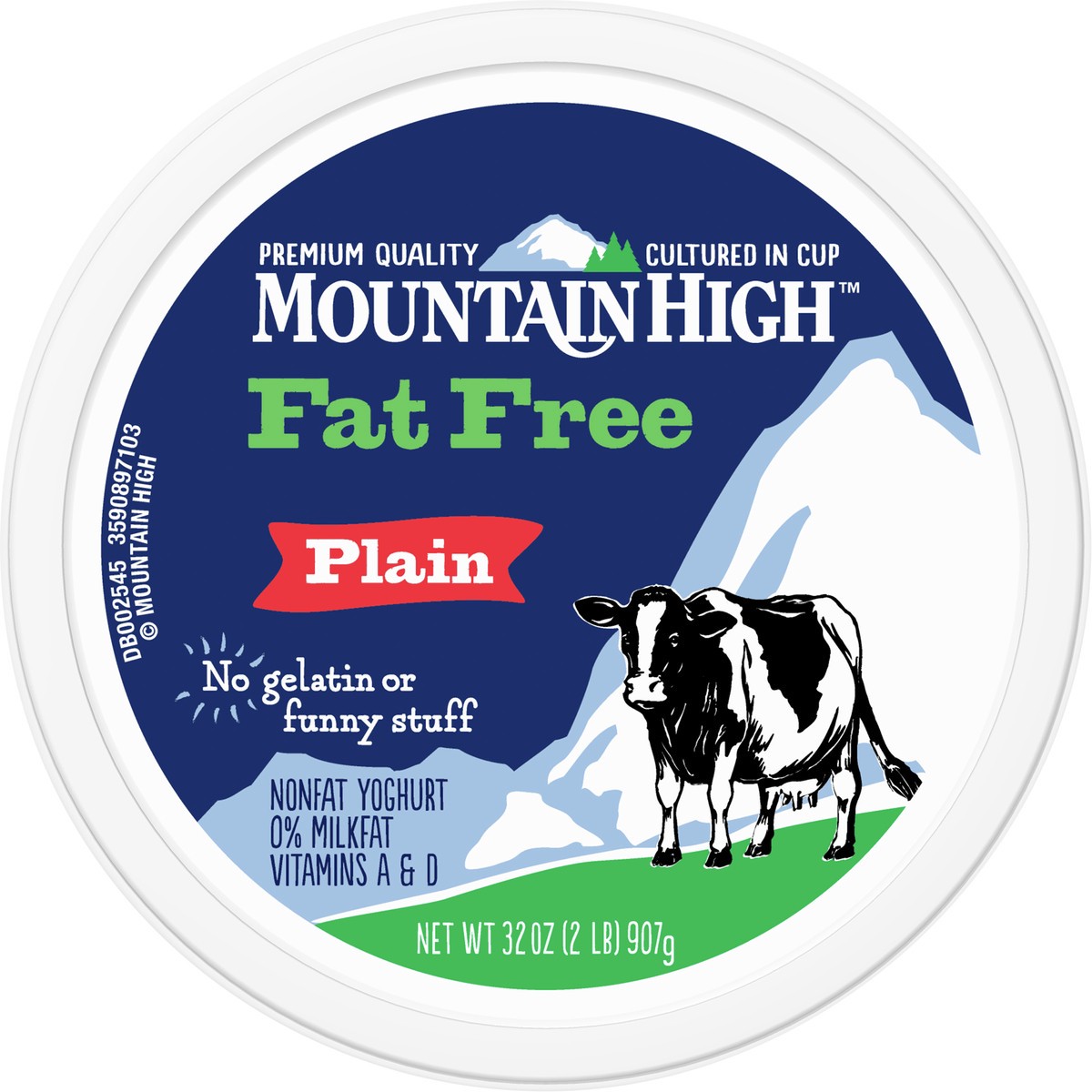 slide 8 of 9, Mountain High, Fat Free Yogurt, Plain, Gluten Free Snacks, 32 OZ Yogurt Container, 32 oz