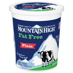Mountain High, Fat Free Yogurt, Plain, Gluten Free Snacks, 32 OZ Yogurt Container