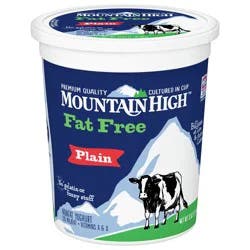 Mountain High, Fat Free Yogurt, Plain, Gluten Free Snacks, 32 OZ Yogurt Container